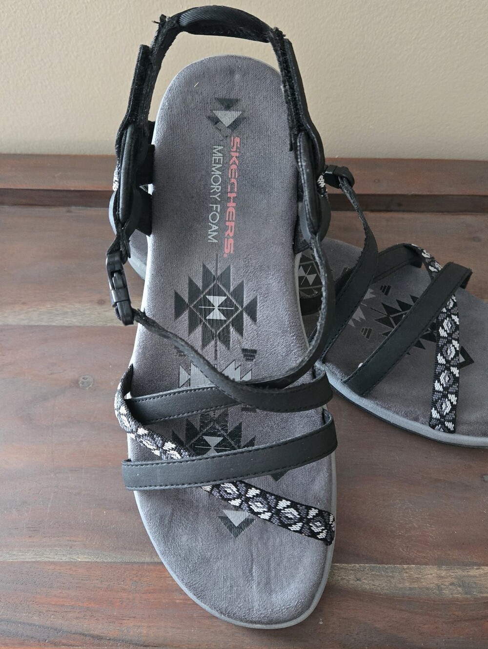 Skechers Women's Black Strappy Memory Foam Sandal